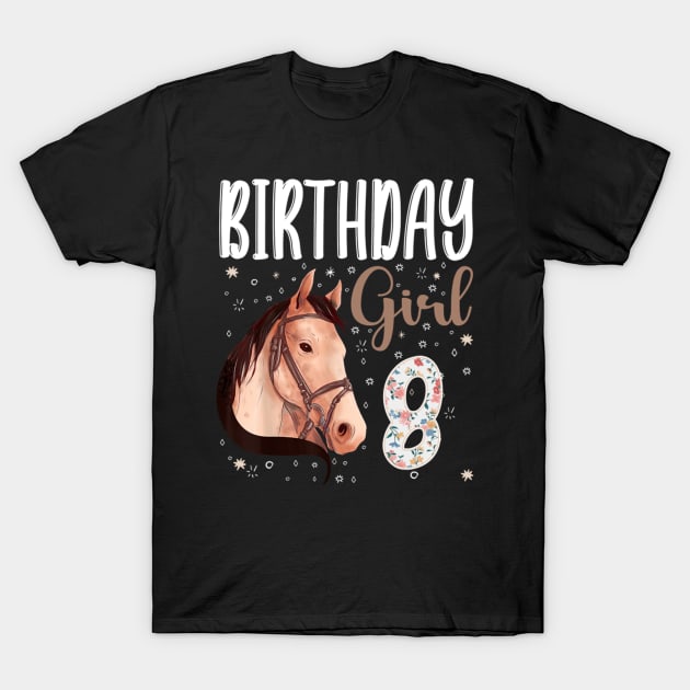 Horse Animal Lovers 8th Birthday Girl T-Shirt by tasmarashad